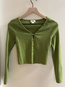 Anthropologie Maeve Isabella Cropped Cardigan Top Moss Women’s Size Extra Small