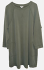 J. Jill Ribbed Green Long Sleeve Dress 3X Pockets Sage Casual Stretch