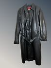 Hugo Boss Goth Leather Trench Coat Black Lambskin Leather Belted Coat