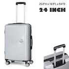 24in Suitcase ABS Hardside Luggage Spinner Lightweight with TSA Lock Silver Case
