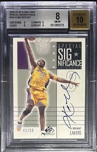 KOBE BRYANT BGS 8/10 2002-03 SP GAME USED SPECIAL SIGNIFICANCE AUTO 43/50 LAKERS