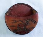 Vintage Hand Tooled Leather Snuff Can Chewing Tobacco Holder w/Belt Loop