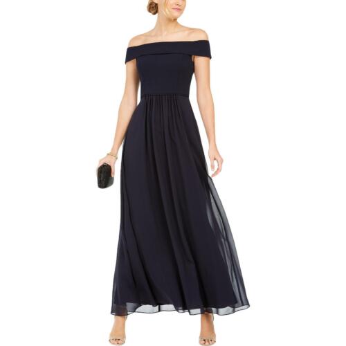 Adrianna Papell Womens Chiffon Off-The-Shoulders Evening Dress Gown BHFO 4317