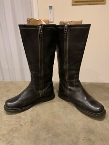 LL Bean Black Leather Riding Knee High Boots Wms. Size 7.5M Made In Brazil Nice!