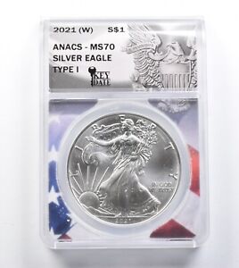 MS70 2021-(W) American Silver Eagle - Type 1 - Key Date - Graded ANACS *666
