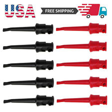 10PCS Mini Grabber Test Hook Clips Insulated Black & Red for Electrical Testing