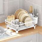 Dish Drainer Rack Kitchen Sink Drying Rack Bowl Plate Holder W/360°Drip Tray