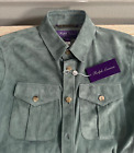 Ralph Lauren Purple Label Suede Over-Shirt L Green Bay Long Sleeve Italy $2495
