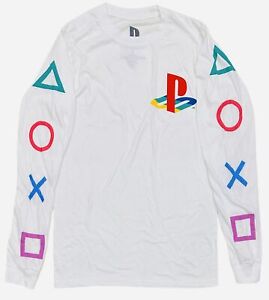 PlayStation Men's Remote Control Console Button Symbols Long Sleeve Tee T-Shirt