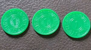 3 Green Sales 1 cent State of Washington Tax Tokens Commission Coin Plastic