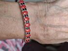 925 Sterling Silver Red Coral Hinged Bangle Bracelet STS