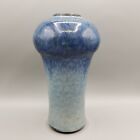 Vintage Studio Art Pottery Vase Blue Drip Glaze Artist Signed 9 1/4