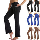 Women Stretch Yoga Pants With Pockets High Waist Workout Pants Flare Work Pants