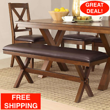 Modern Rustic Dining Bench With Padded Seat Cushion 2 Person Rich Home Espresso