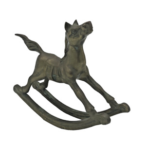 VTG Solid Brass Rocking Realistic Horse Figurine Equestrian Home Decor