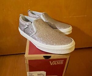 VANS ASHER Classic Slip On Glitter Shoes Youth 5Y Kids Girls Size 5 Sneakers NEW