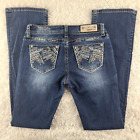 Grace In LA bootcut bling bootie jeans SIZE 28 embroidered rhinestones (E)