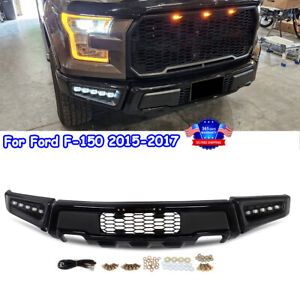 Raptor Style Front Bumper For 2015-2017 Ford F-150 Steel W/Fog Light Black