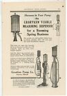 1921 Groetken Pump Co. Ad: Visible Measuring Dispenser, Gas Pump, Barrel Pump