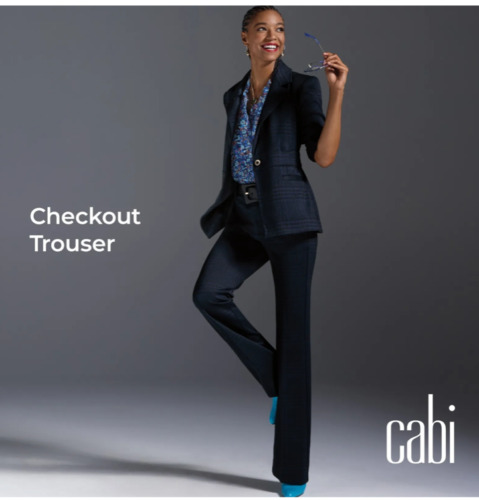 Cabi New NWT Checkout Trouser #4314 Blue & Black plaid 0 - 16 Long/Tall Was $149