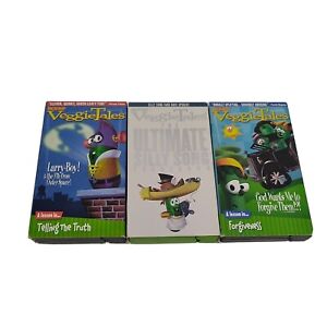 LOT OF 3 VEGGIE TALES VHS CHILDREN'S CARTOONS LESSONS FOR CHILDREN, KIDS VIDEOS