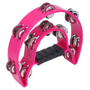Musical Tambourine Half Moon Double Row Jingles Handheld Percussion Drum For BOO