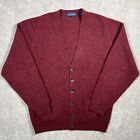 Vintage John Ashford Men's 100% Lambs Wool Cardigan Sweater Red Size Medium