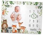 Woodland Baby Monthly Milestone Blanket, Woodland Animals Baby Growth Chart