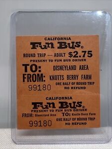 Vintage 1970's Disneyland Fun Bus Ticket Unused Very Rare Round Trip