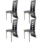 Set of 4 Dining Chair Elegant Design Kitchen Dinette Room Black Leather Backrest