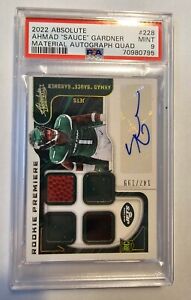 New Listing2022 Panini Absolute - Rookie Quad Patch Auto Sauce Gardner /199 Jets RC PSA 9