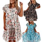 Summer Lady Ruffle Mini A Line Dress New Floral Print Dresses Women Casual O