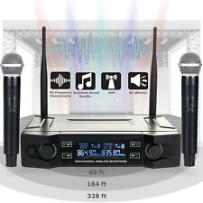 Professional 2-Channel UHF Wireless Dual Microphone Cordless Handheld Mic System