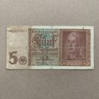 WWII WW2 Memorabilia 1942 5 Mark Banknote German Currency Germany Bill War Era