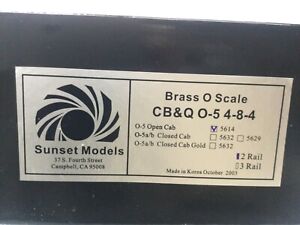 O SCALE BRASS SUNSET 3RD RAIL 2 RAIL CB&Q O-5 4-8-4 STEAM LOCO & TENDER  MINT