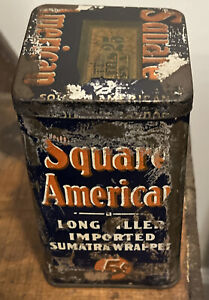 Rare Antique Square American Cigar Tin Factory No 49 -25-11 District OH Sumatra