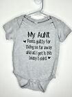 Cat & Jack  Aunt Themed One Piece Bodysuit Baby Size 0-3 Months Gray Long Sleeve