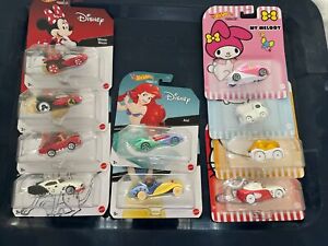 Hot wheels disney character And Hello Kitty cars lot! 10 Cars! Unopened!!