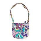 Vera Bradley Green Purple Paisley Heather Saddle Hipster Crossbody Quilted Bag