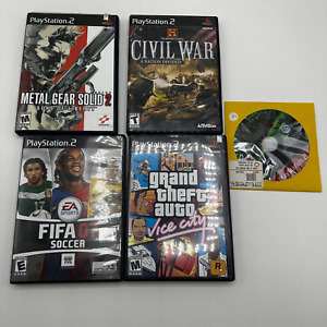 New ListingLot of 5 Playstation 2 Video Games Metal Gear Civil War Grand Theft Auto Fifa 07