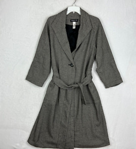 Jones New York Womens Coat Size Large Cashmere Wool Gray Belted Peacoat Trench