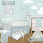 Sweet & Simple Aqua Blue Boy Girl Crib Bedding Set Hamper Valance Sheet