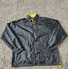 Vintage Reebok Windbreaker Jacket Black Zip Up Large Black and Yellow