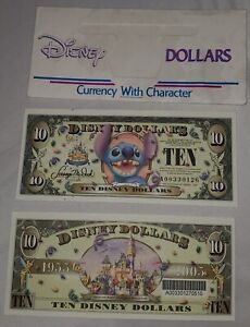Disney Dollars $10 Stitch 50th Anniversary T Series 2005 Barcode Ten Dollar Bill