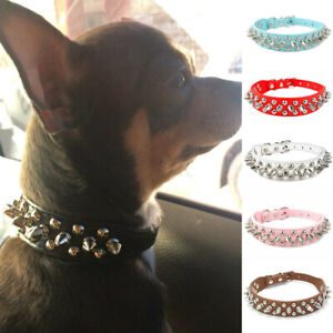 Collar Spiked for Puppy Dogs Dog Chihuahua Collar Rivet PU Leather Studded Small