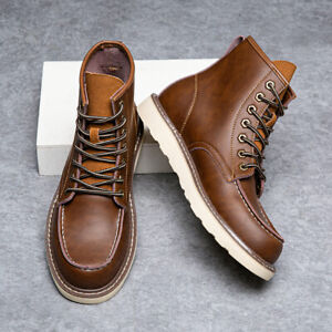 Leather Men's Shoes Autumn Winter Retro Boots Fasihon Plush Warm Work Boots NEW