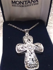 Montana Silversmiths Silver Double Sided Cross Center Crystal Pendant W/Box Mint
