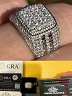 Real Mens Hip Hop Iced 2ct MOISSANITE Ring 925 Silver - Passes Tester W. GRA