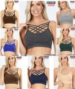 Cutout Bralette Sports Bra Crop Top Caged Strappy Criss Cross Cleavage Workout