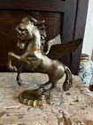 Large Vintage Solid Brass Pegasus Winged Galloping Horse Figurine Statue 9